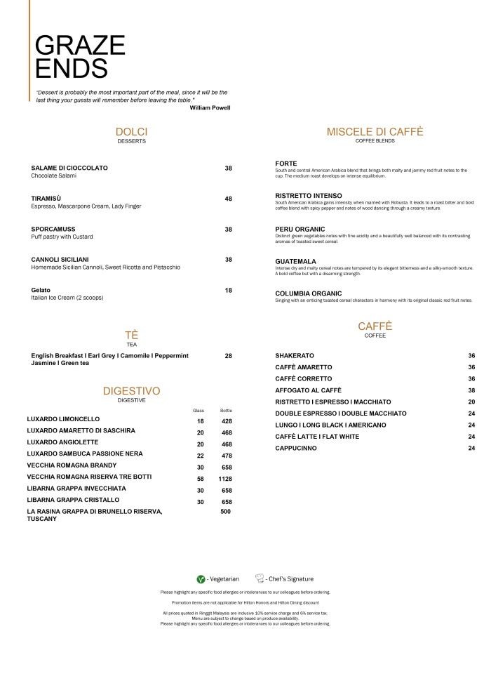 Graze Hilton Kuala Lumpur Italian, Hilton Kuala Lumpur, TABLEAPP