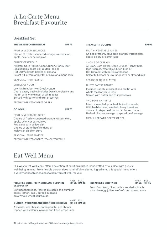 Seasonal Tastes The Westin Langkawi Resort & Spa International, The